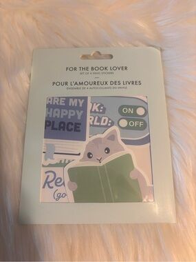 For the Book Lover Vinyl Sticker Set - Cat Reading Sticker Books